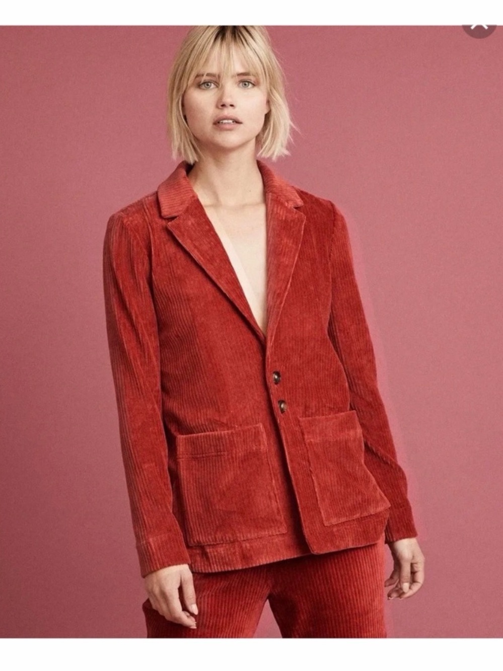 Marine Layer Montreal Corduroy Blazer in Rust Red